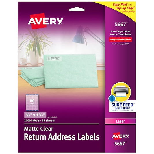 Matte Clear Return Address Label, PK2000