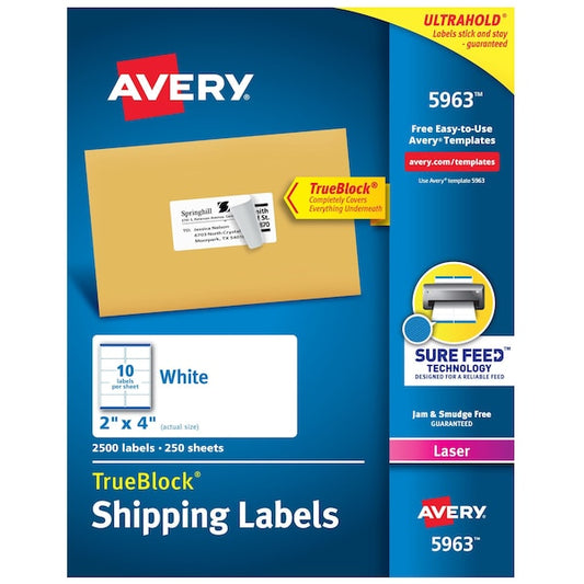 TrueBlock Shipping Labels, Sure, PK2500