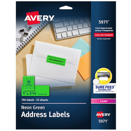 Neon Address Labels with Sure Fee, PK750