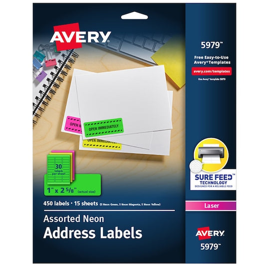 Neon Address Labels with Sure Fee, PK450