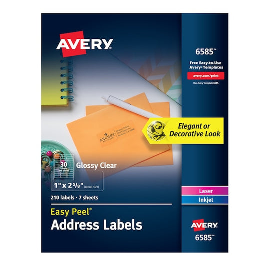 Glossy Clear Address Labels, Sure, PK210