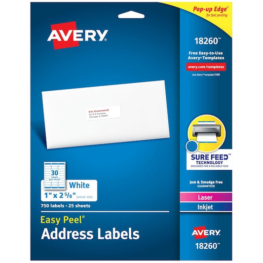 Easy Peel Address Labels, Sure Fe, PK750