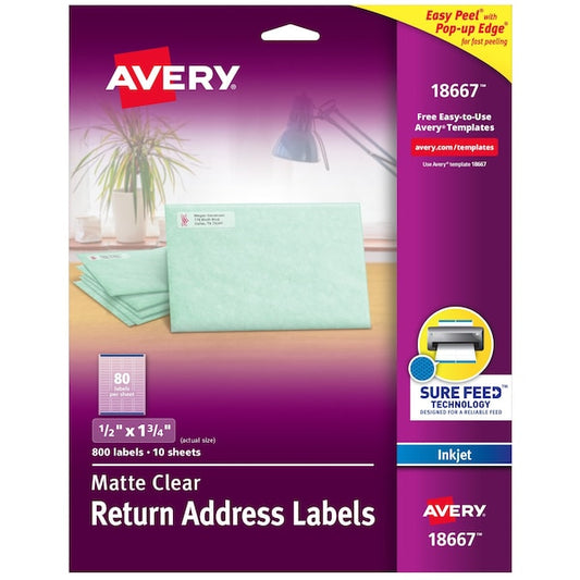 Matte Clear Return Address Labels, PK800