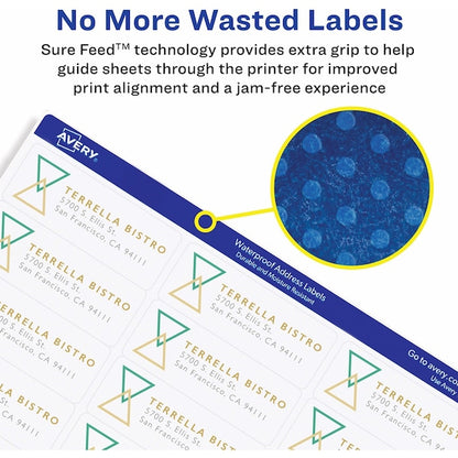Avery® WeatherProof™ Mailing Labels with TrueBlock® Technology for Laser Printers 5524, 3-1/3" x 4", Box of 300