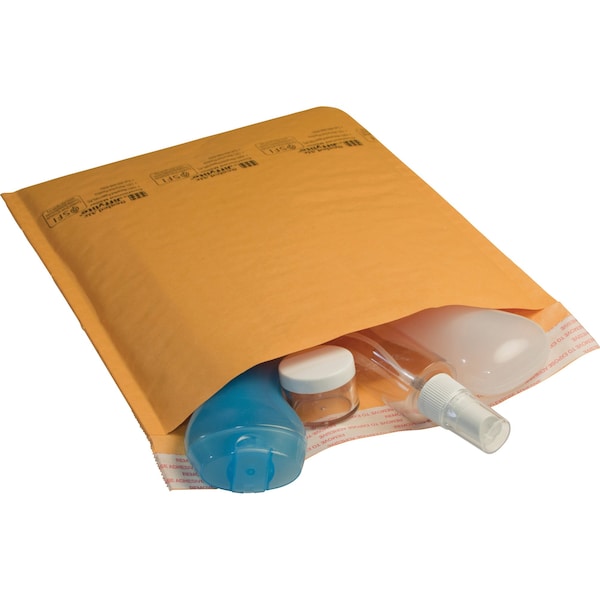 Bubble Mailer, Paper, 14-3/4" L, Kraft, PK80