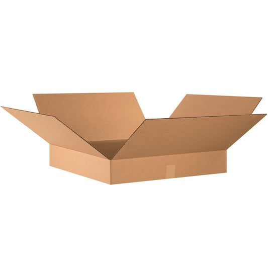 Flat Corrugated Boxes, 24" x 24" x 4", Kraft, 10/Bundle