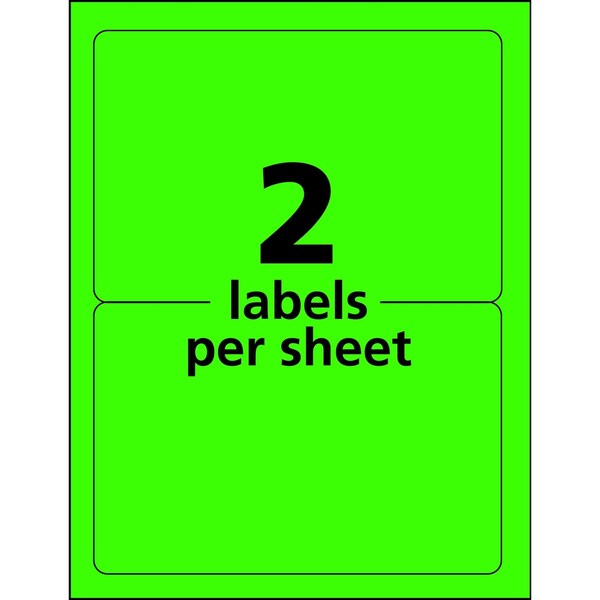 Neon Shipping Labels, Laser, 5-1/2", PK200