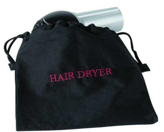 Hair Dryer Bag, 12x12In, Black, Cotton/Poly