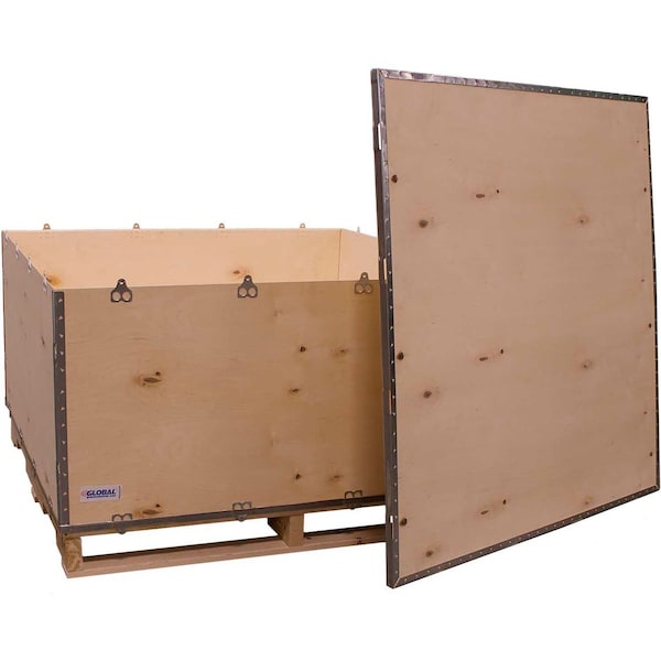 6 Panel Shipping Crate w/ Lid & Pallet, 47-1/4L x 47-1/4W x 22-1/2H