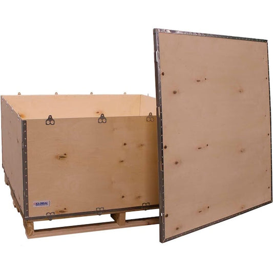 6 Panel Shipping Crate w/ Lid & Pallet, 47-1/4L x 47-1/4W x 22-1/2H