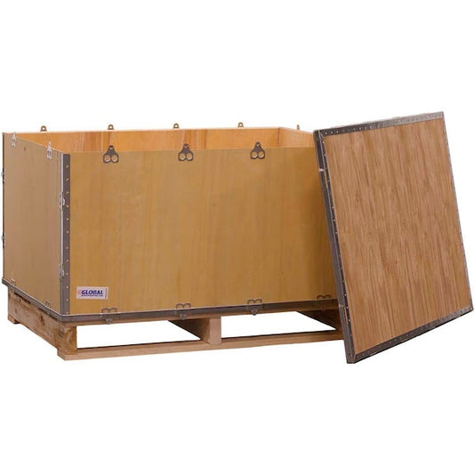 4 Panel Hinged Shipping Crate w/ Lid & Pallet, 40-1/4L x 28W x 20H