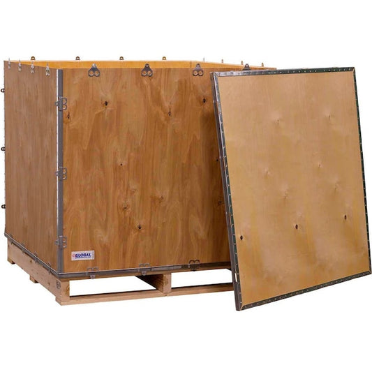 4 Panel Hinged Shipping Crate w/Lid & Pallet, 39-1/2L x 39-1/2W x 34-1/2H