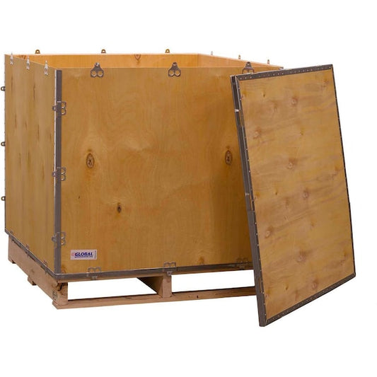4 Panel Hinged Shipping Crate w/ Lid & Pallet, 35L x 35W x 31H