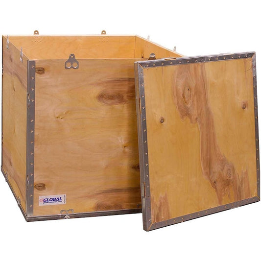 4 Panel Hinged Shipping Crate w/ Lid, 23-1/4L x 23-1/4W x 23-1/2H