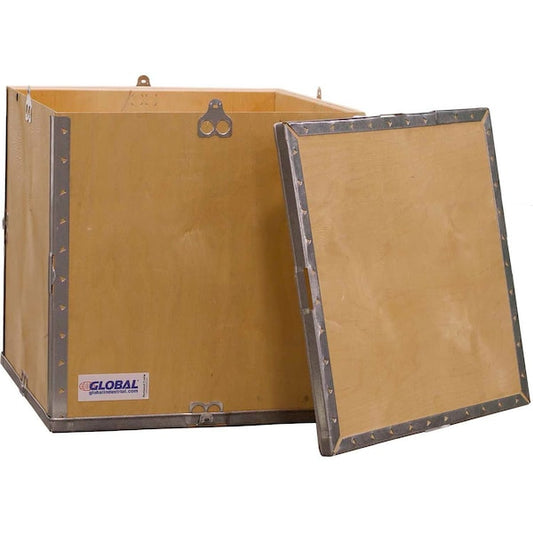 4 Panel Hinged Shipping Crate w/Lid & Pallet, 17-1/4L x 17-1/4W x 17-1/2H