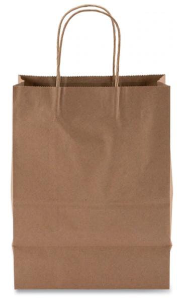 Kraft Paper Bags, Natural Kraft Flat Handles, 8" x 5" x 11", Natural, PK250