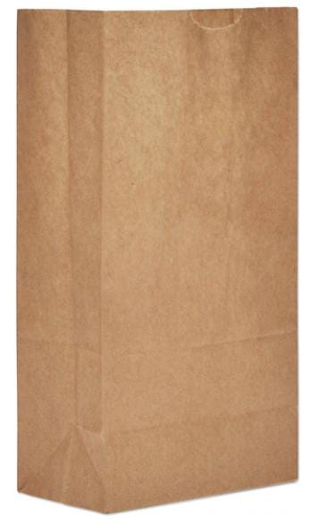 Paper Bags, 50 lbs Cap., #5, 5.25"w x 3.44"d x 10.94"h, Kraft, PK500