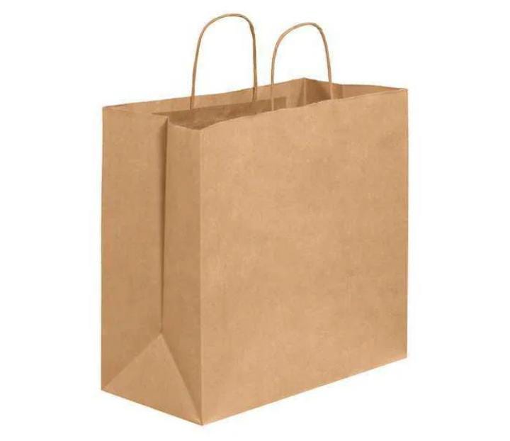 Paper Shopping Bags, 13" x 7" x 13", Kraft, 250/Case