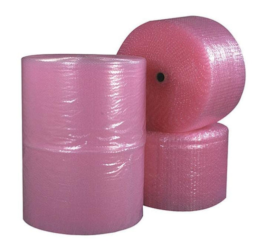 Perforated Anti-Static Air Bubble Rolls, 3/16" x 12" x 750', Pink, 4/Bundle