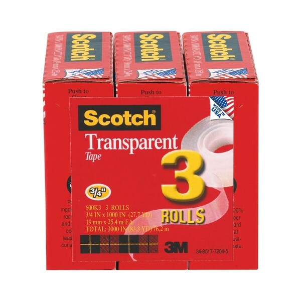 TRANSPRNT TAPE 1000X3/4 in.