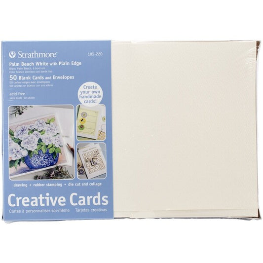Cards & Envelopes 5 in. x 6.875 in. -Palm Beach White W/Plain Edge, 50PK