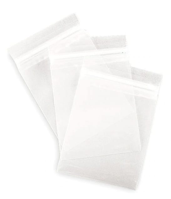 Reclosable Poly Bag Zipper Seal 3" x 2", 2 mil, Clear, Pk100