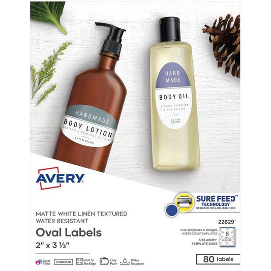 Label, Oval, Ivory Textrd, 80 80PK