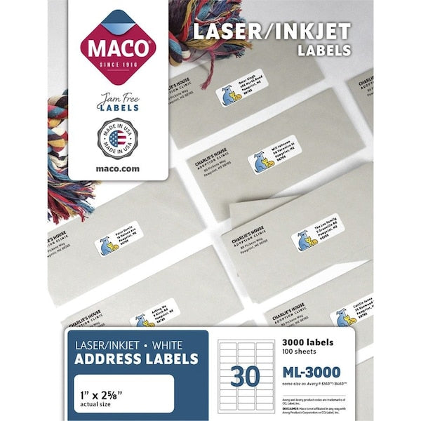 Label, Lsr, 1X2-5/8, We Pk