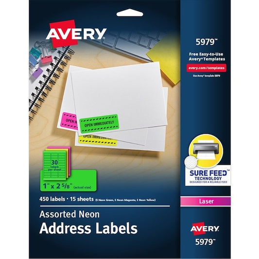 Label, Neon, Perm, 1X2.5, Ast 450PK