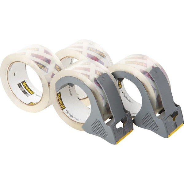 Shipping Tape, w/Dispenser, Box Lock, 1.88"x55 yd, 4/PK, CL 4PK