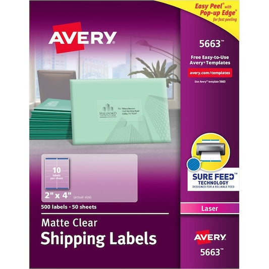 Label, Ezpeel, Laser, 2X4, Clr 500PK