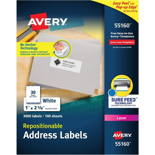 Label, Removable, Laser, Addrs 100PK