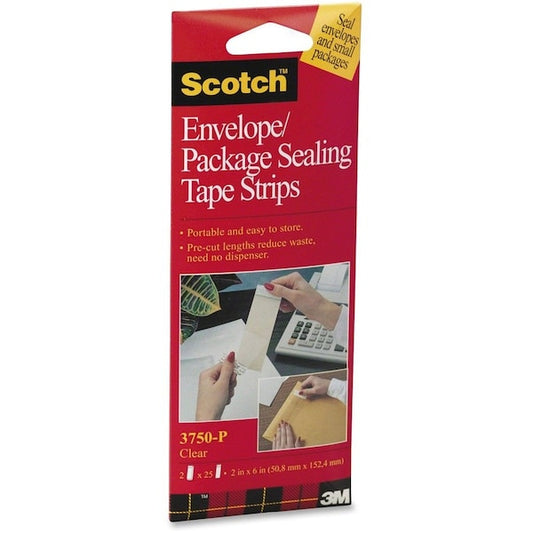 Packaging Tape Pad, 2"x6", 25/PK, Clear 2PK