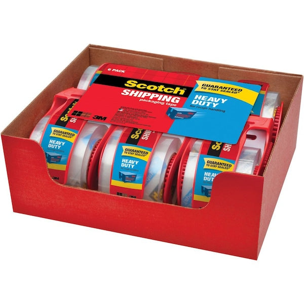 Packing Tape, w/ Dispenser, 2"x22.2 Yds', 6 Rolls/PK, Clear 6PK