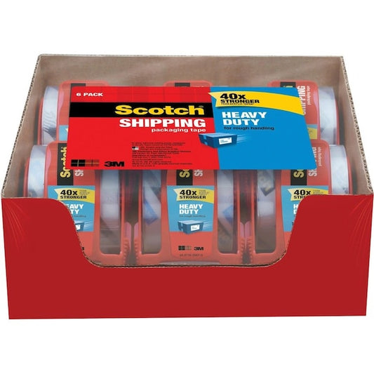 Packing Tape, w/ Dispenser, 2"x22.2 Yds', 6 Rolls/PK, Clear 6PK