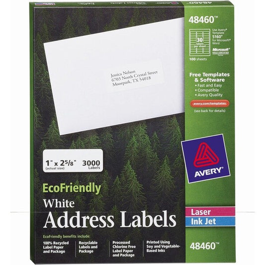 Label, Rcycld, 1X2.6,3000Ct 100PK