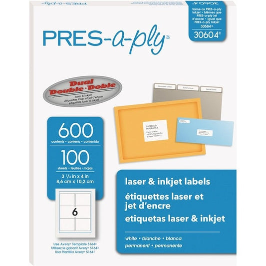 Label, Lsr/Inkjet, 4X3-1/3, We 600PK