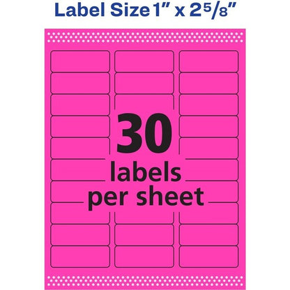 Label, Neon, Perm, 1X2.5, Mgnta 750PK