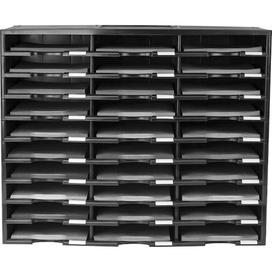 Literature Sorter, 30 Comp, 14-1/10"Wx31-2/5"Lx25-1/2"H, BK
