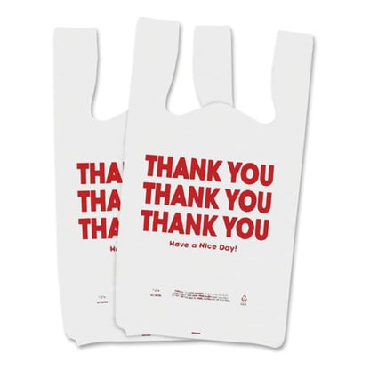 Thank You Plastic Bags, .55 Mil, 11"x22", 250/BX, White 250PK