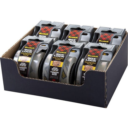 Shipping Tape, w/Dispensers, Box Lock, 1.88"x22.2 yd, 6/PK, CL 6PK