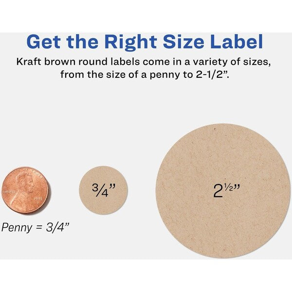 Label, Round, 2.5"", Krft Brown 225PK