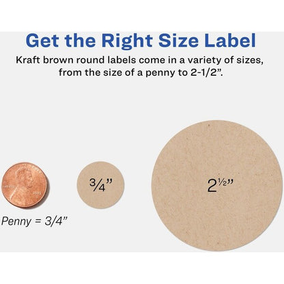 Label, Round, 2.5"", Krft Brown 225PK