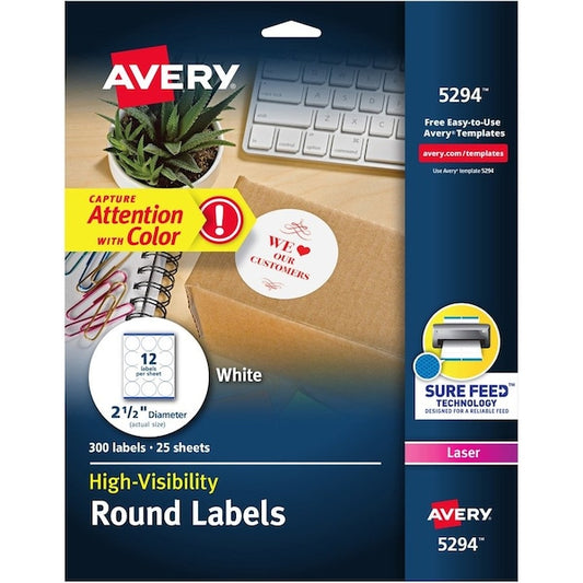 Label, Perm, Lsr, Round, 2.5"" 300PK