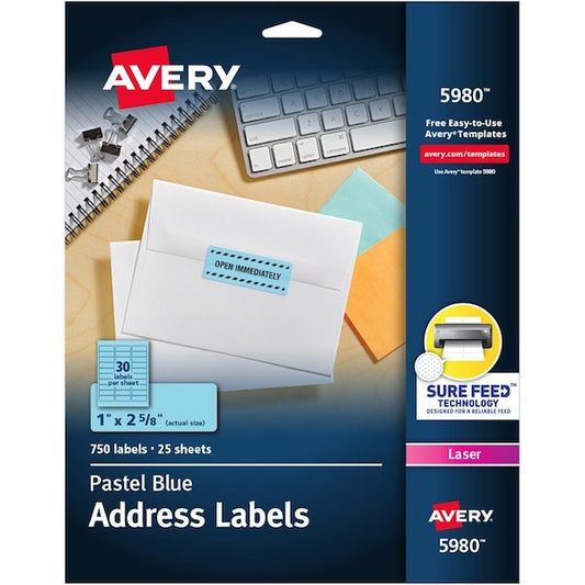 Label, Pastel, Perm, 1X2.5, Be 750PK