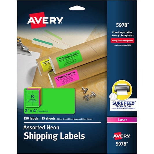 Label, Neon, Perm, 2X4, Ast 150PK