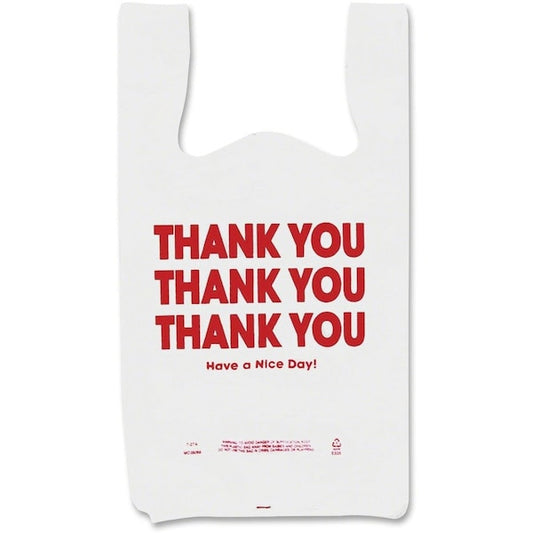 Thank You Plastic Bags, .55 Mil, 11"x22", 250/BX, White 250PK