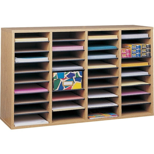Adjust Organizer, 39-1/4"x11-3/4"x24, 36 Compartment, Med Oak