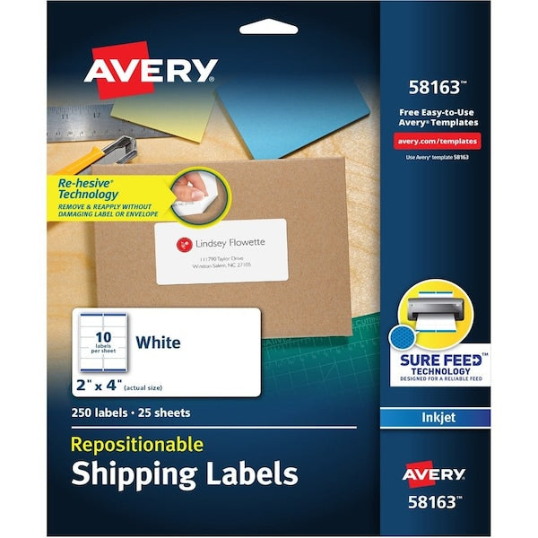 Label, Removable, Inkjt, Shpng 25PK