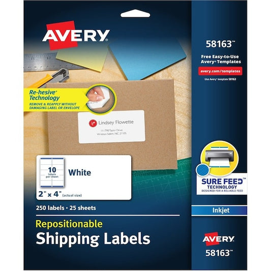 Label, Removable, Inkjt, Shpng 25PK